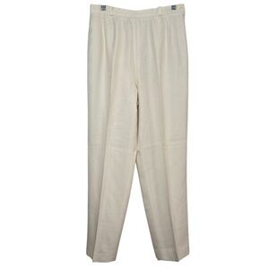 Talbots Women's Cream Linen Blend Pleated Dress Pants Size 10